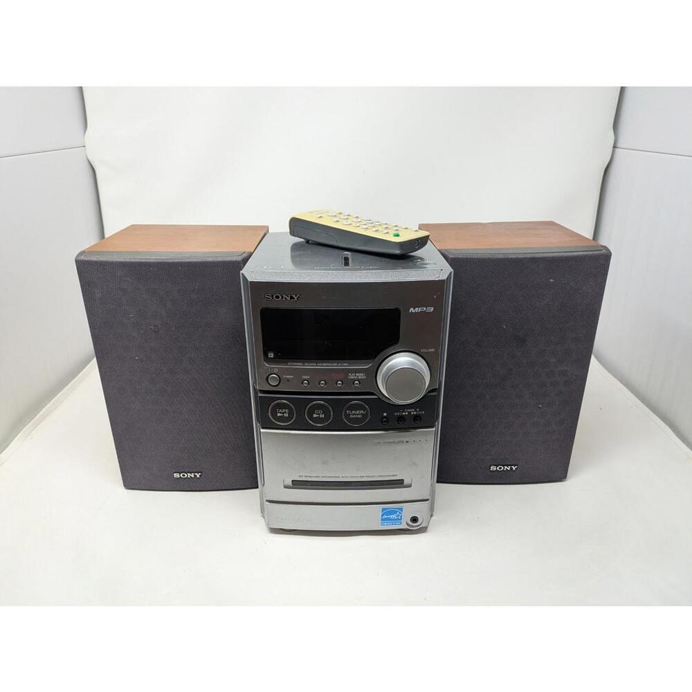 Sony HCD-NEZ30 Micro Hifi MP3 CD Tape W/ Speakers Tested & Working W/ Remote
